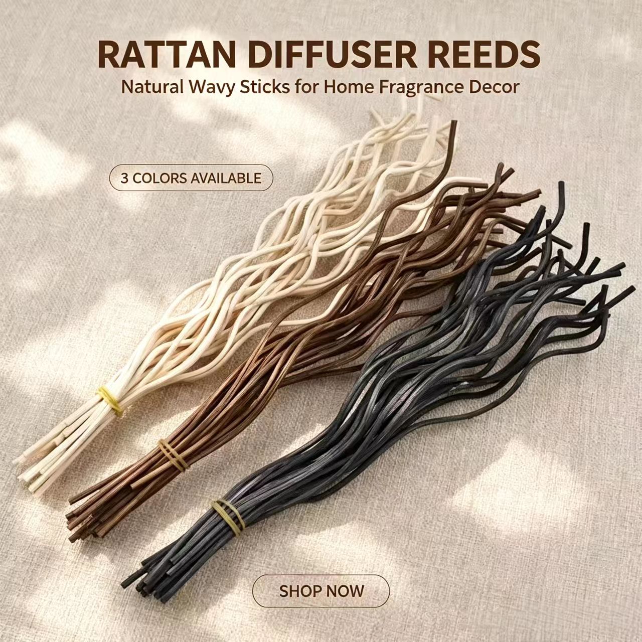 Home Fragrance Diffuser Refills - 20 szt. Długie, falowane patyczki rattanowe