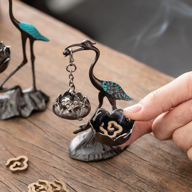 Incense Cone Holder - 【Peace】Kadzielnica w stylu chińskim ze stopu